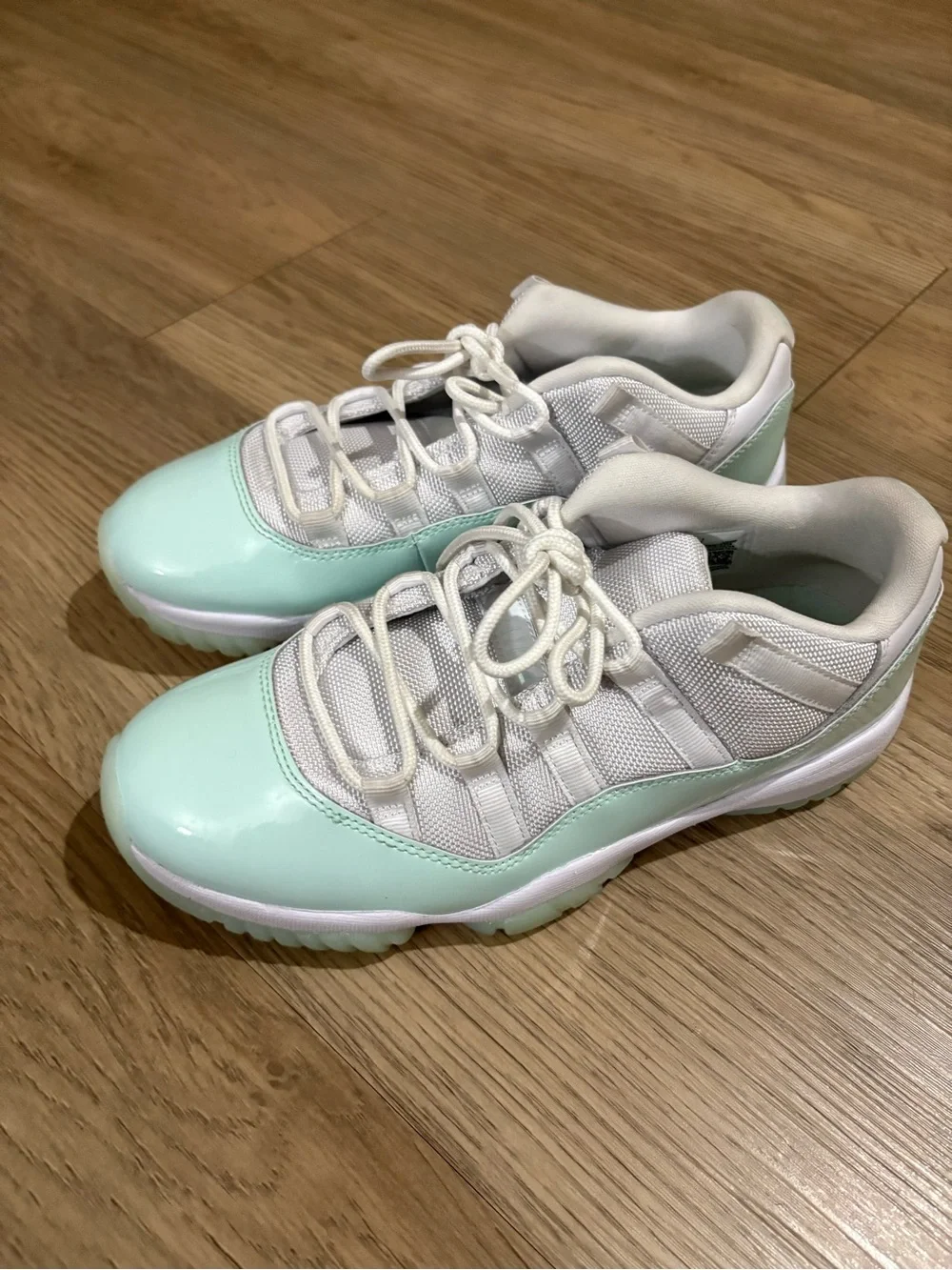 Women’s Jordan mint Green and White Low-Top Sneakers